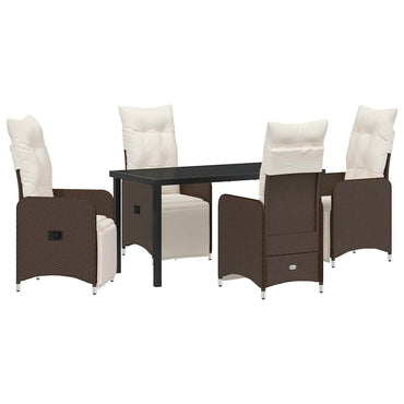 vidaXL Garten Essgruppe mit Kissen 5 pcs Braun Poly-Rattan