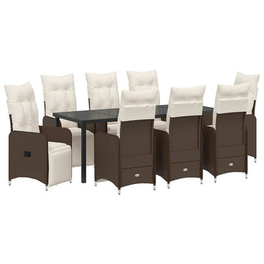vidaXL Ensemble de salle à manger de jardin avec coussins 9 pcs Résine tressée Marron
