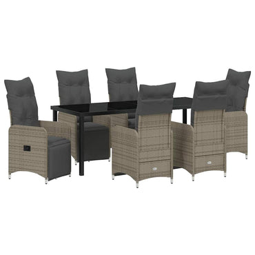 vidaXL Garten Essgruppe mit Kissen 7 pcs Grau Poly Rattan
