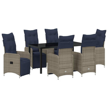 vidaXL Garten Essgruppe 7 pcs Grau Poly-Rattan