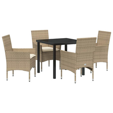 vidaXL Mobilier de jardin avec coussins 5 pcs Beige Résine tressée