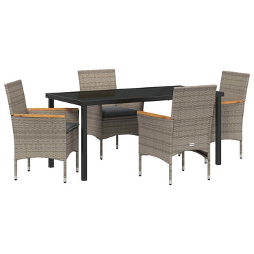 vidaXL Salon de jardin avec coussins 5 pcs Gris résine tressée