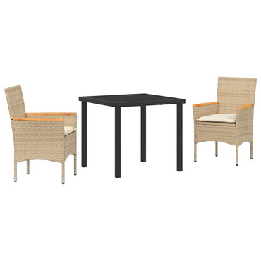 vidaXL Salon de jardin avec coussins 3 pcs Beige Résine tressée