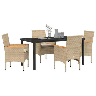 vidaXL Mobilier de jardin avec coussins 5 pcs Beige Résine tressée