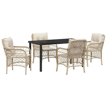 vidaXL Mobilier de jardin avec coussins 5 pcs Beige Résine tressée