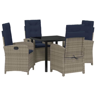 vidaXL Salon de jardin avec coussins 5 pcs Gris résine tressée