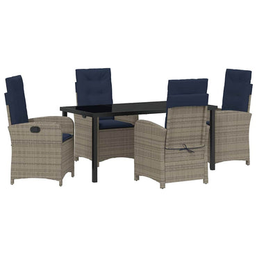 vidaXL Salon de jardin avec coussins 5 pcs Gris résine tressée