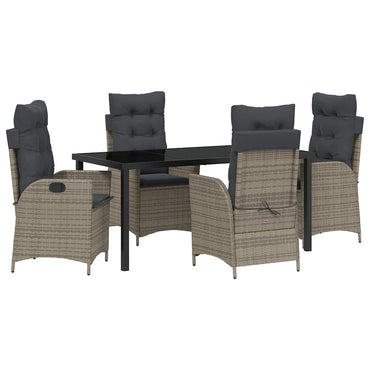 vidaXL Salon de jardin avec coussins 5 pcs Gris résine tressée