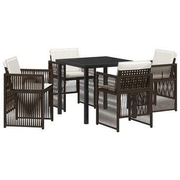 vidaXL Salon de jardin à manger 5 pcs Acier enduit de poudre marron