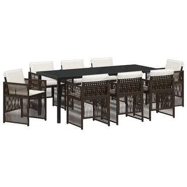 vidaXL Ensemble de salle à manger de jardin 9 pcs Acier enduit de poudre marron