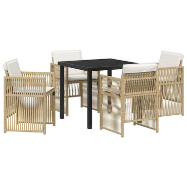 vidaXL Salon de jardin à dîner 5 pcs Acier enduit de poudre Beige