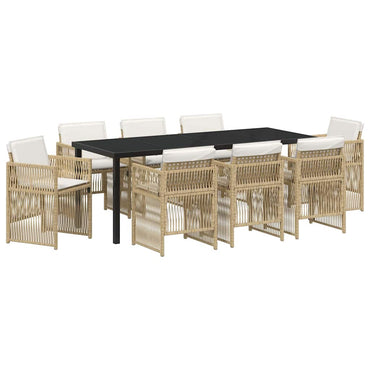 vidaXL Salon de jardin 9 pcs Acier enduit de poudre Beige