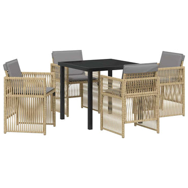 vidaXL Salon de jardin à dîner 5 pcs Acier enduit de poudre Beige