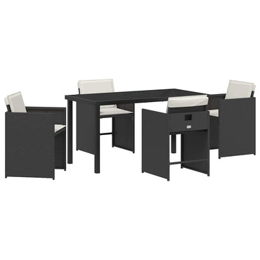 vidaXL Ensemble repas de jardin 5 pcs résine tressée noir