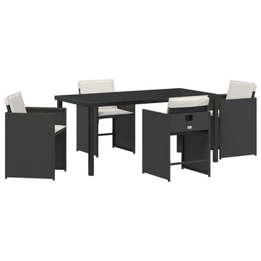vidaXL Ensemble repas de jardin 5 pcs résine tressée noir