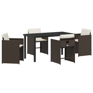 vidaXL Salon de jardin à dîner 5 pcs Résine tressée Marron