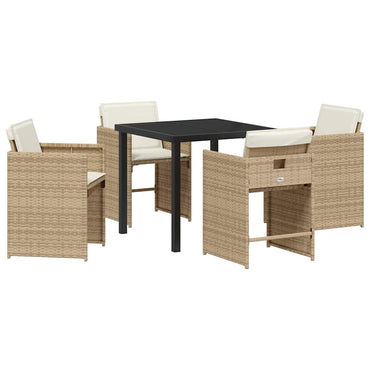 vidaXL Salon de jardin à dîner 5 pcs Beige Poly Rotin