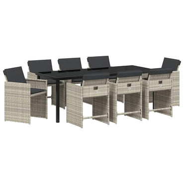 vidaXL Salon de jardin 9 pcs Gris clair Résine tressée