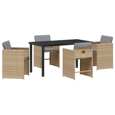 vidaXL Salon de jardin 5 pcs Beige Résine tressée