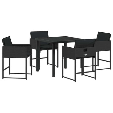 vidaXL Ensemble repas de jardin 5 pcs résine tressée noir