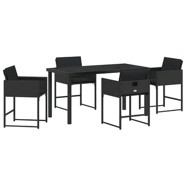 vidaXL Ensemble repas de jardin 5 pcs résine tressée noir