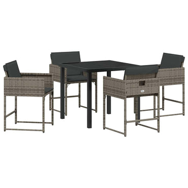 vidaXL Salon de jardin à manger 5 pcs gris résine tressée