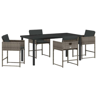 vidaXL Salon de jardin à manger 5 pcs gris résine tressée