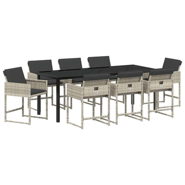vidaXL Garten Essgruppe 9 pcs Hellgrau Poly-Rattan