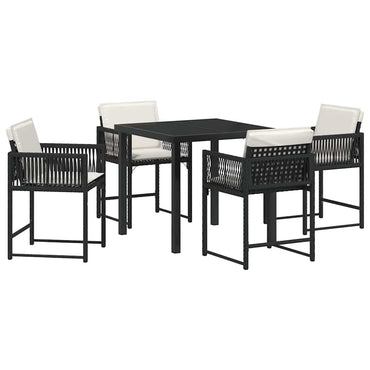 vidaXL Ensemble repas de jardin 5 pcs résine tressée noir