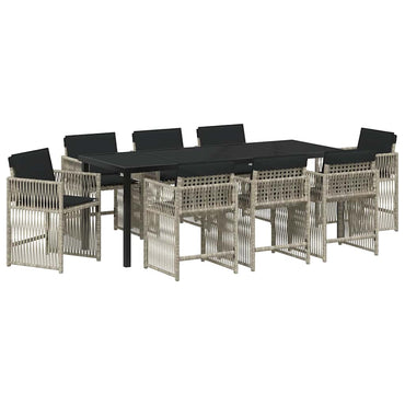 vidaXL Garten Essgruppe 9 pcs Hellgrau Poly-Rattan