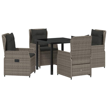 vidaXL Garten Essgruppe 5 pcs Grau Poly-Rattan