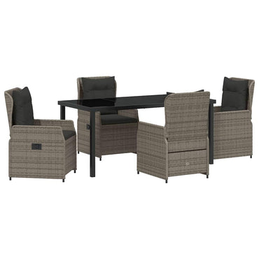 vidaXL Garten Essgruppe 5 pcs Grau Poly-Rattan