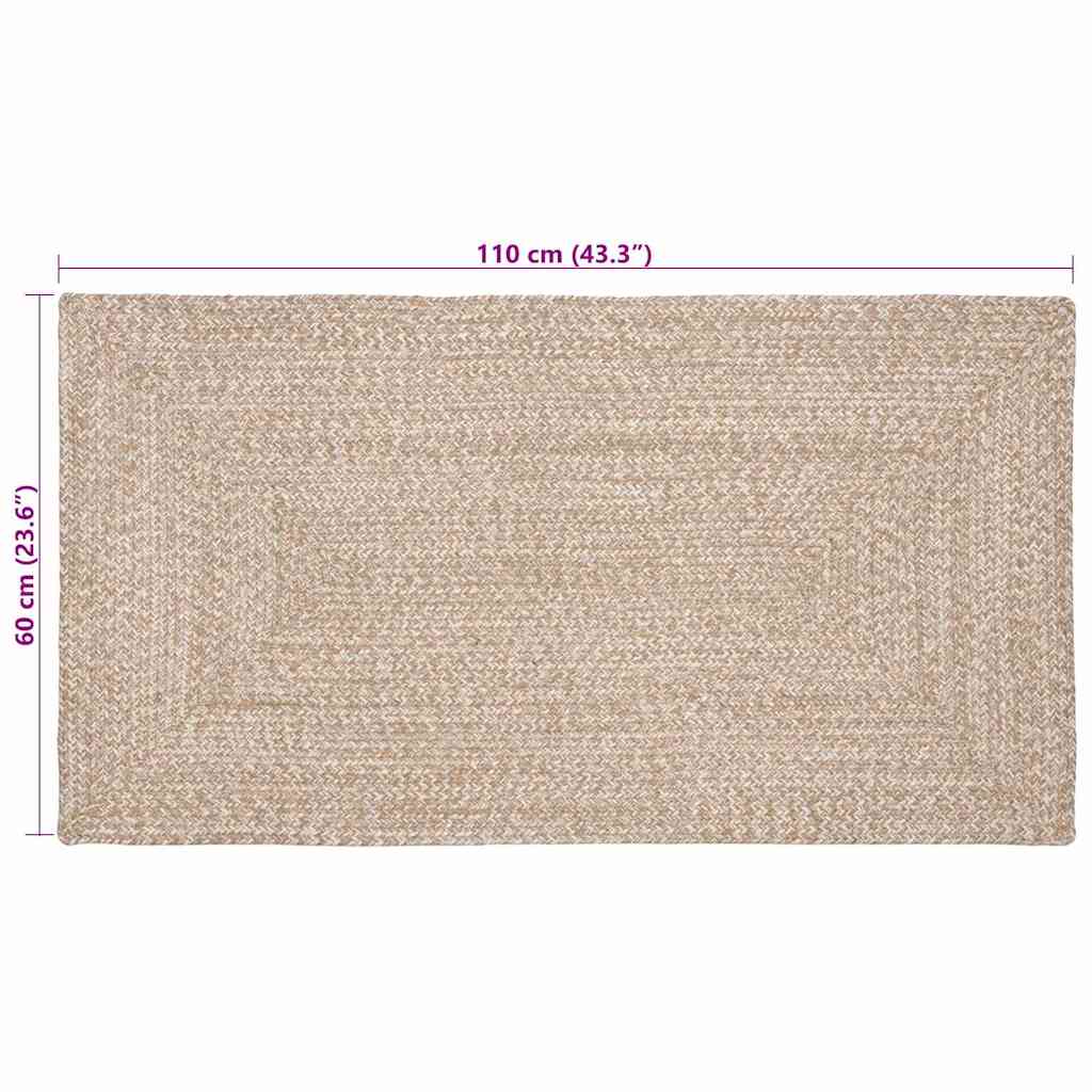 vidaXL Bereichsteppiche Natürlich und Weiß 60 x 110 cm Jute