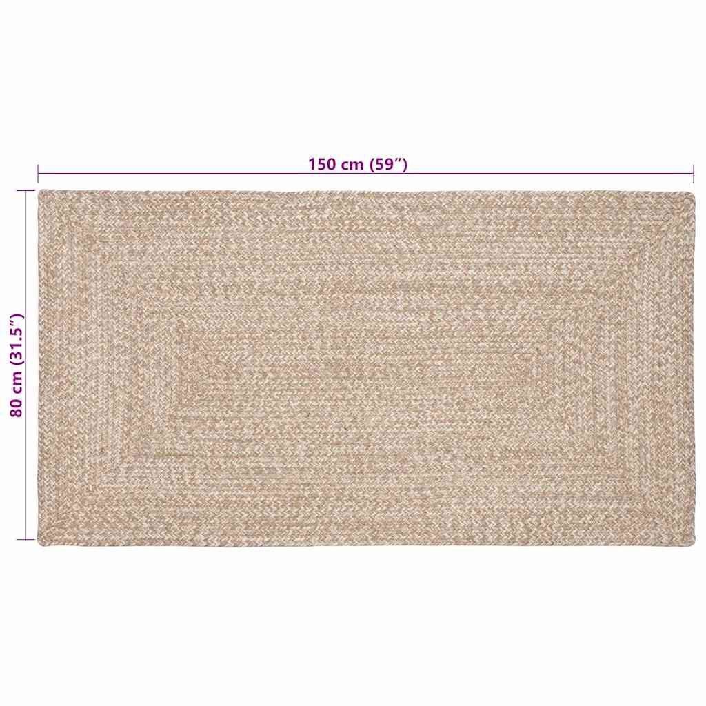 vidaXL Tapis d'appoint Naturel et blanc 80 x 150 cm Jute