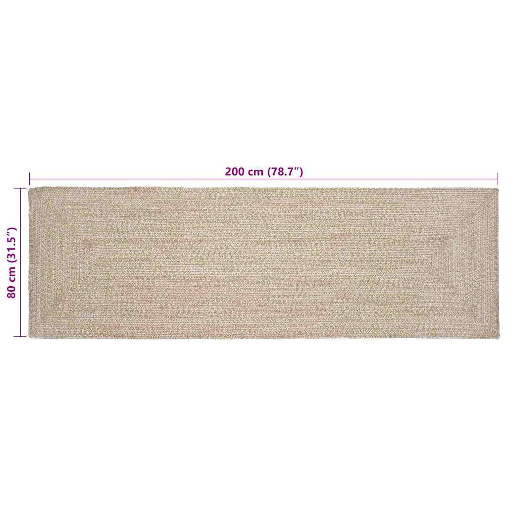 vidaXL Tapis de sol naturels et blancs 80 x 200 cm Jute