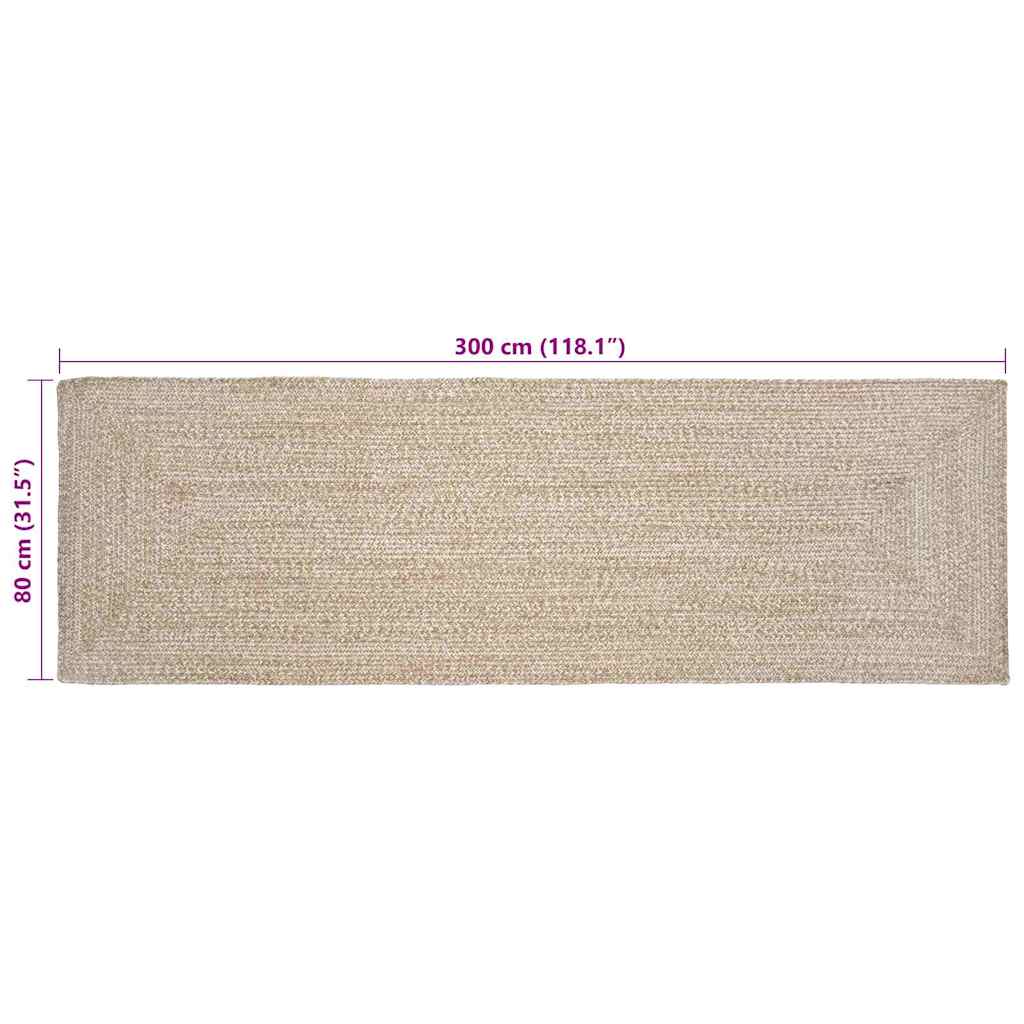 vidaXL Bereichsteppiche Natürlich und Weiß 80 x 300 cm Jute