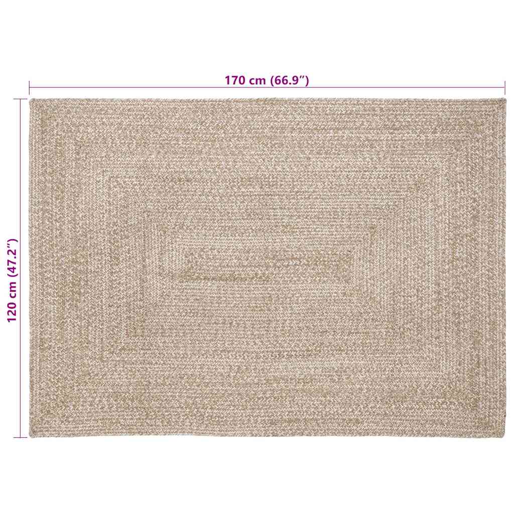 vidaXL Tapis de Jute Naturel et Blanc 120 x 170 cm