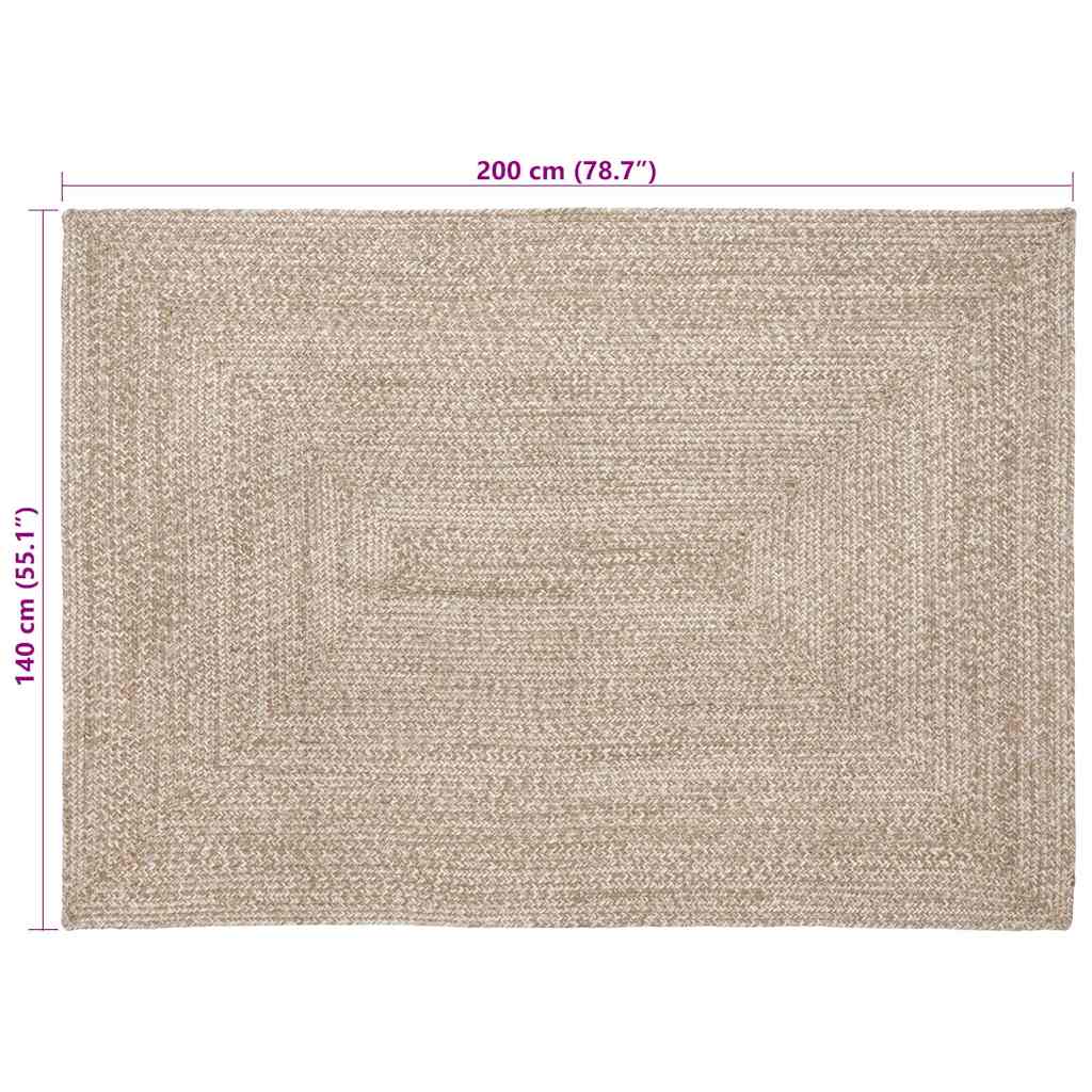 vidaXL Tapis d'appoint Naturel et blanc 140 x 200 cm Jute