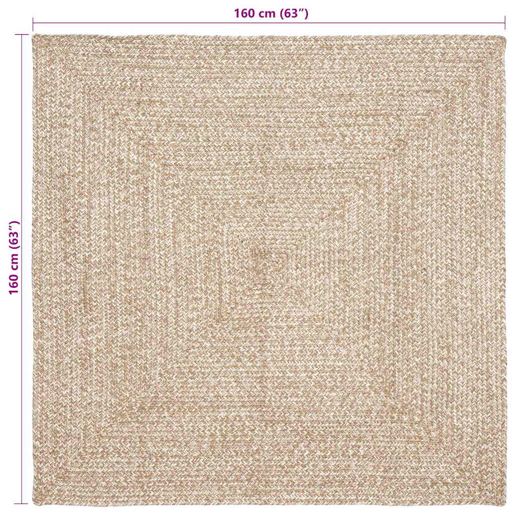 vidaXL Tapis ronds naturels et blancs 160 x 160 cm Jute