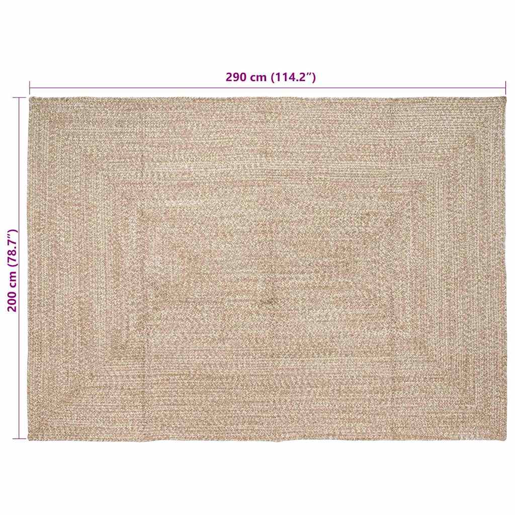 vidaXL Tapis d'intérieur Naturel et blanc 200 x 290 cm Jute