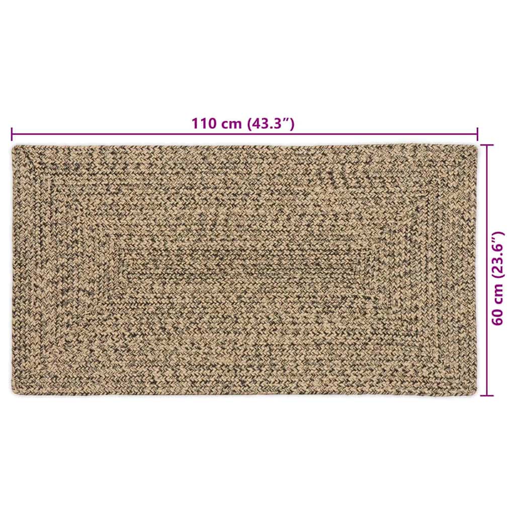 vidaXL Bereichsteppiche Natürlich und Schwarz 60 x 110 cm Jute