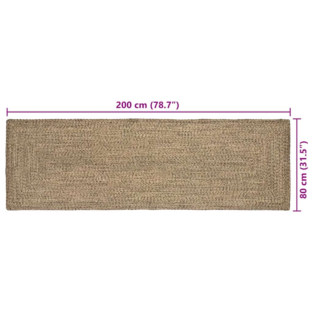vidaXL Bereichsteppiche Natürlich und Schwarz 80 x 200 cm Jute