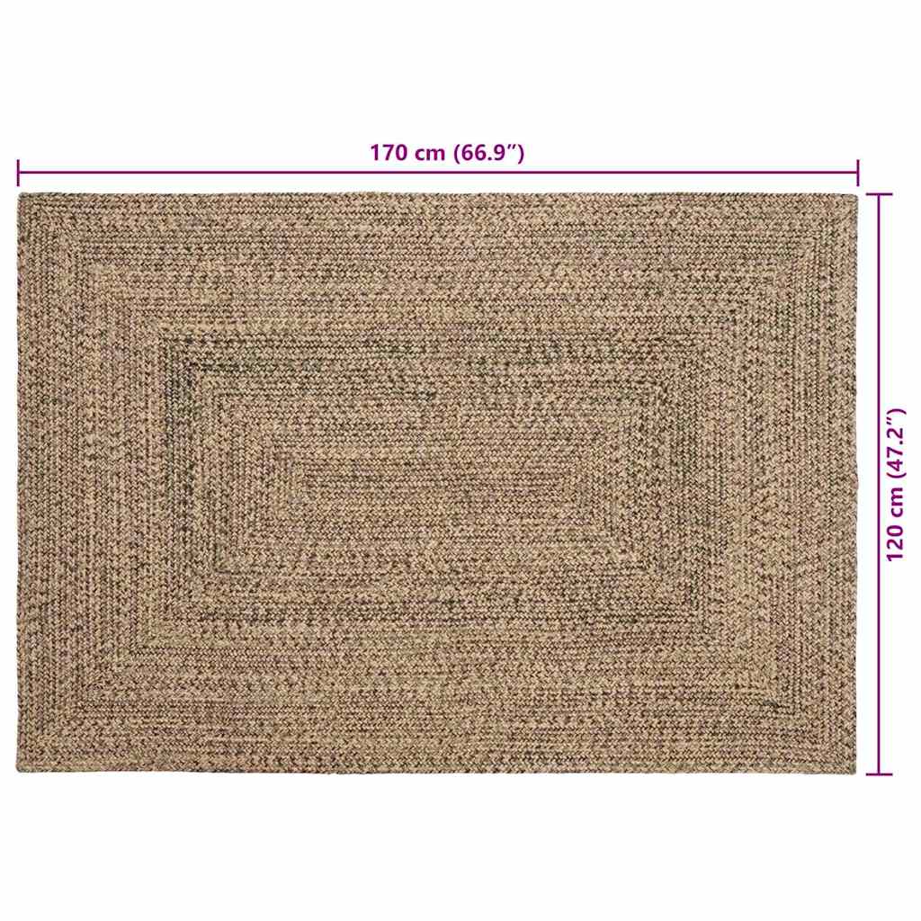 vidaXL Bereichsteppiche Natürlich und Schwarz 120 x 170 cm Jute