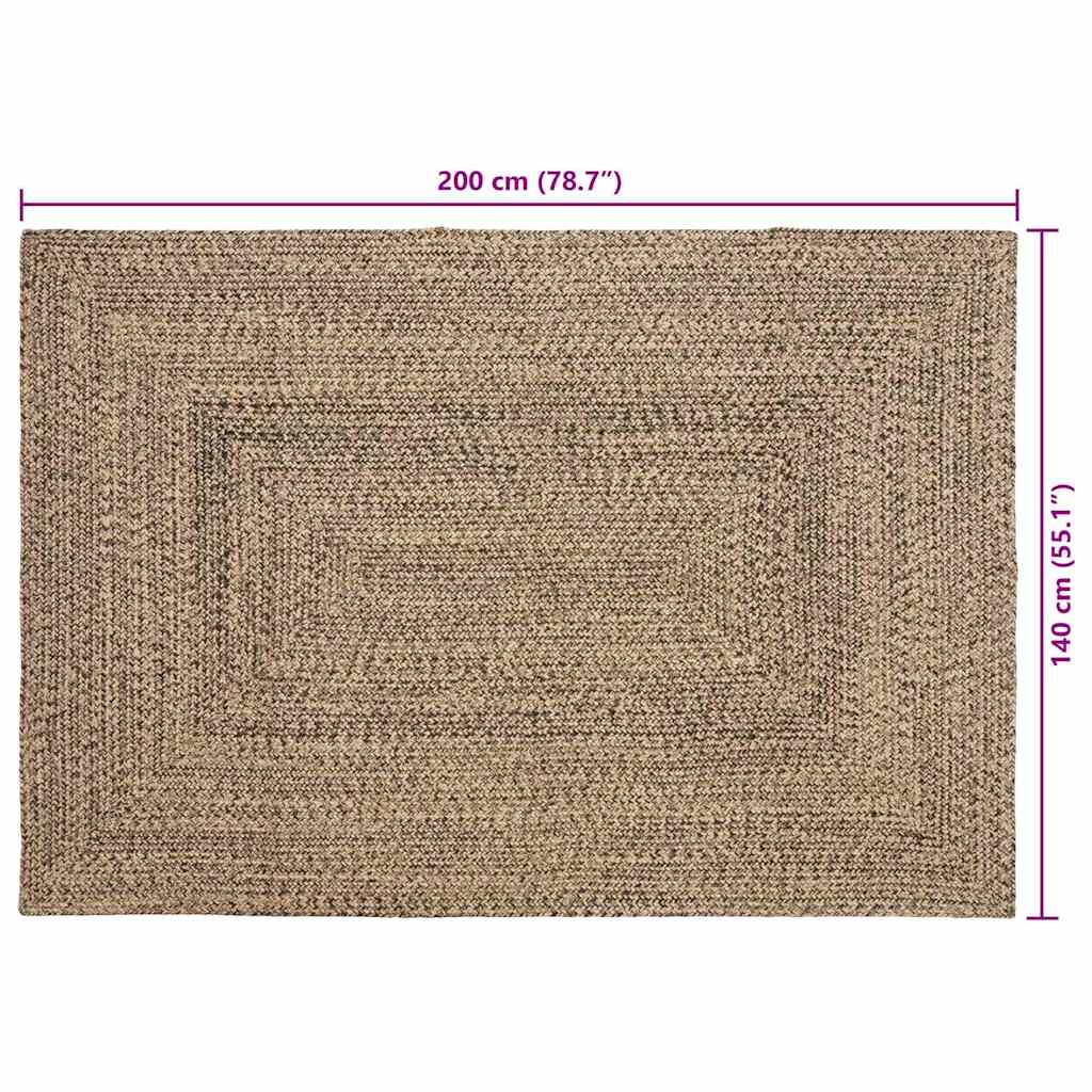 vidaXL Bereichsteppiche Natürlich und Schwarz 140 x 200 cm Jute