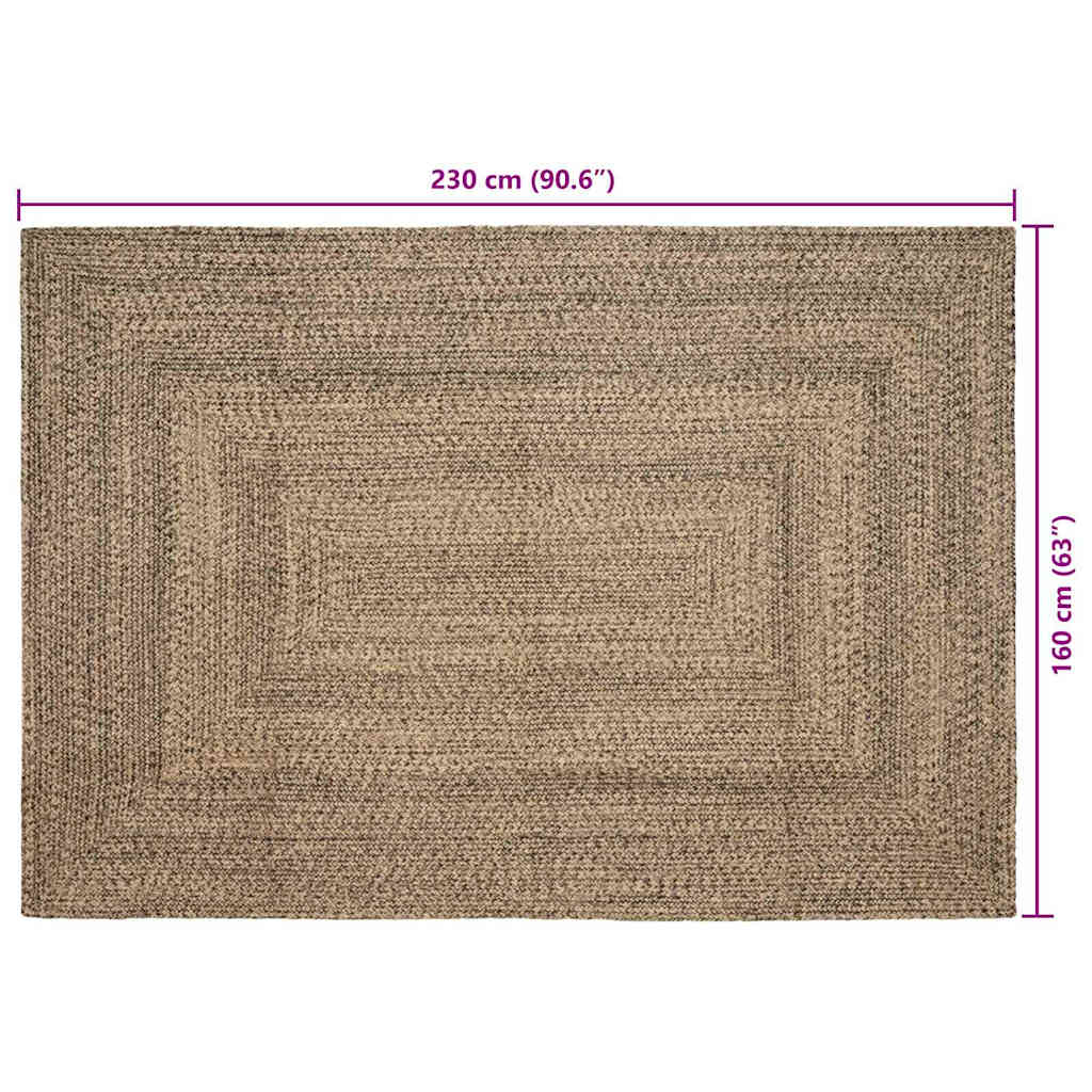 vidaXL Bereichsteppiche Natürlich und Schwarz 160 x 230 cm Jute