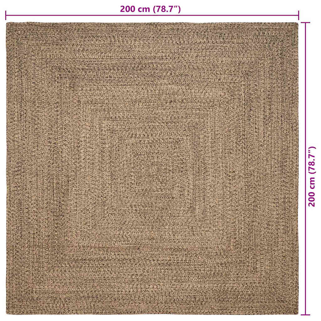 vidaXL Bereichsteppiche Natürlich und Schwarz 200 x 200 cm Jute