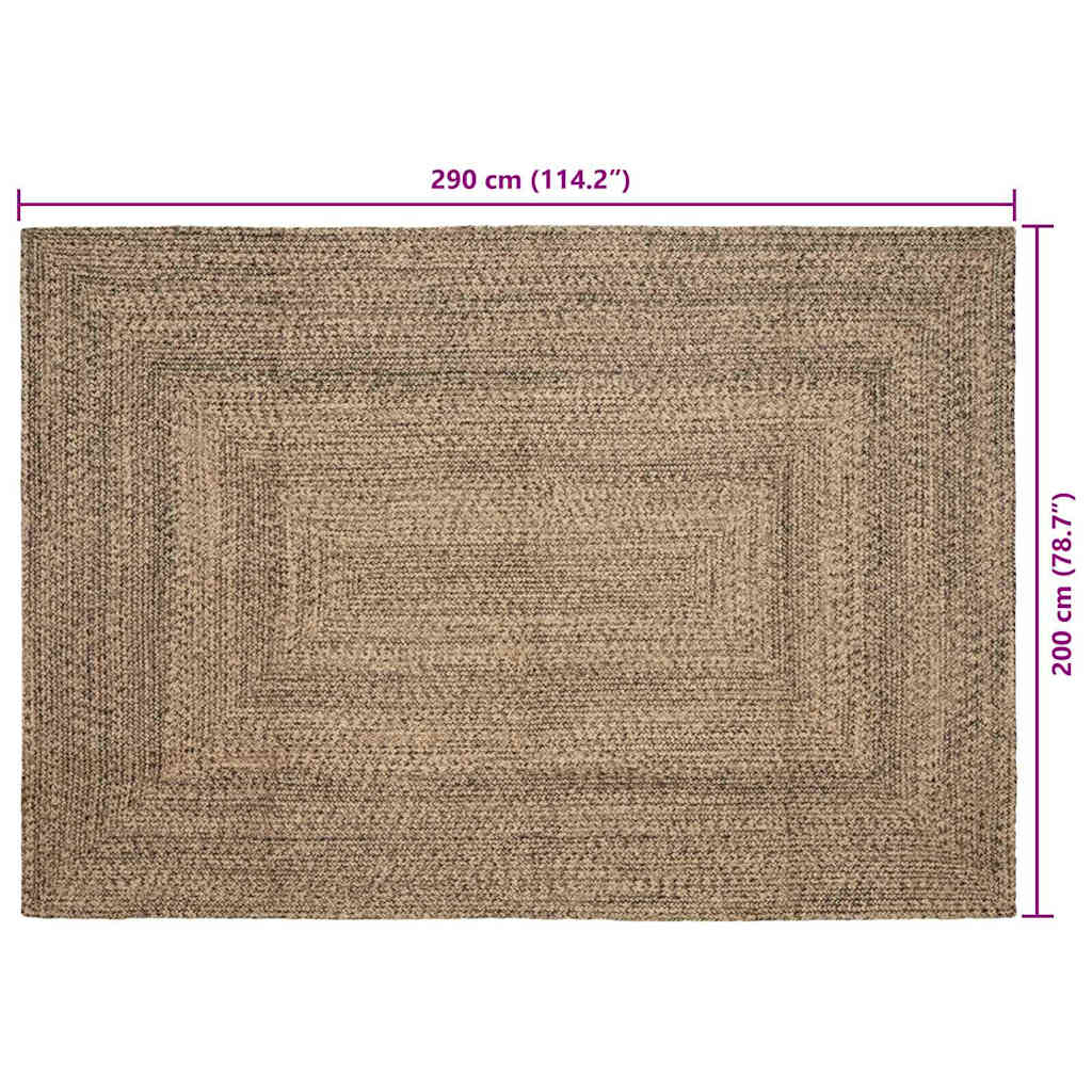 vidaXL Bereichsteppiche Natürlich und Schwarz 200 x 290 cm Jute