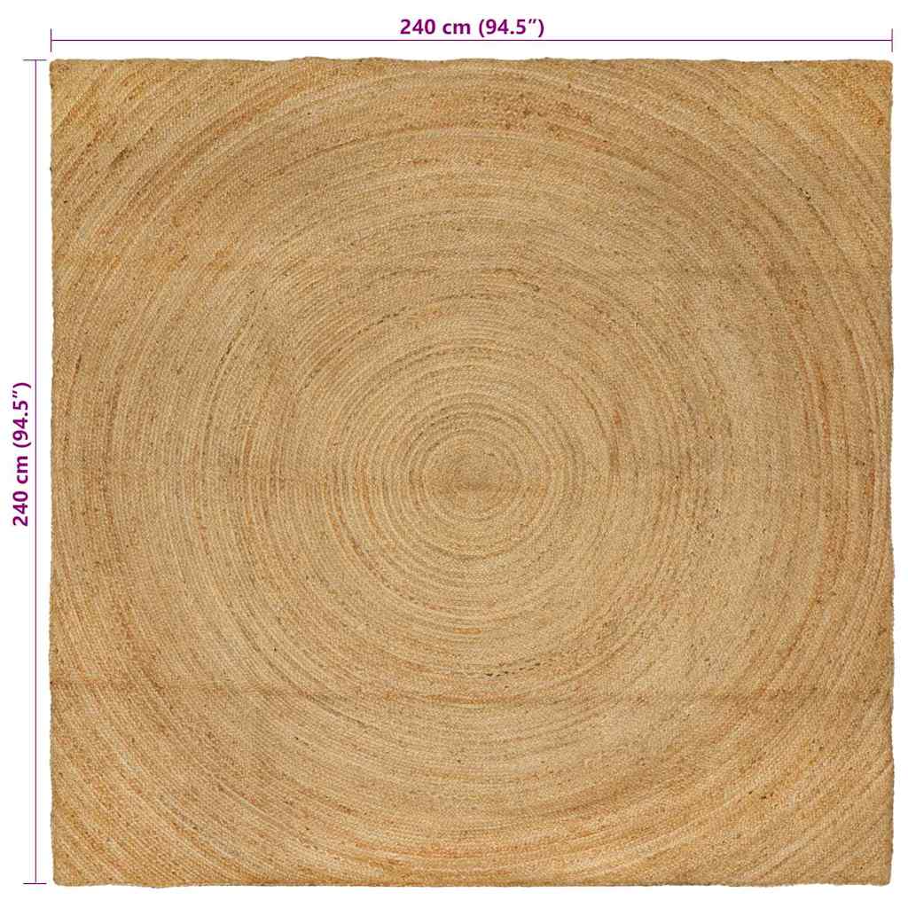 vidaXL Bereichsteppiche Quadratisch Braun 240 x 240 cm Jute