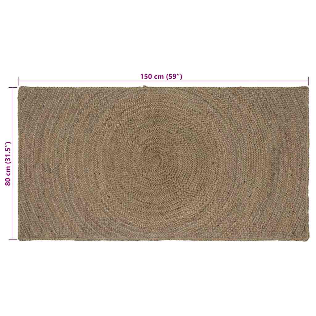 vidaXL Bereichsteppiche Rechtwinklig Grau 80 x 150 cm Jute