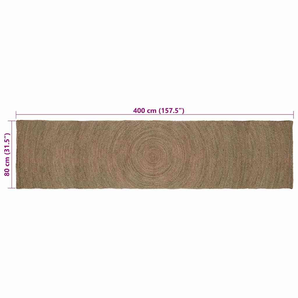 vidaXL Bereichsteppiche Rechtwinklig Grau 80 x 400 cm Jute